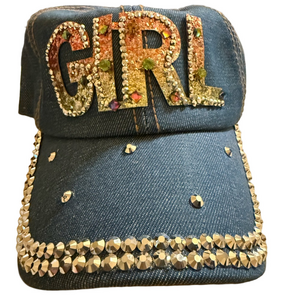 Embellished Denim 'GIRL' Cap NWOT